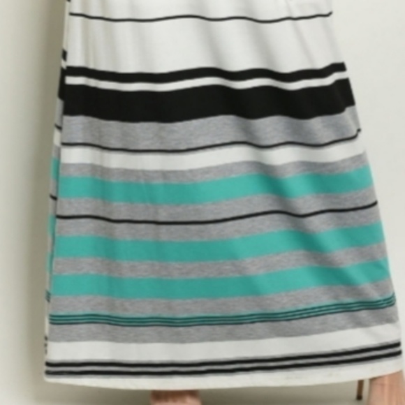 LAST ONE!💙Gray & Teal Striped Tank Maxi Dress - Picture 3 of 3